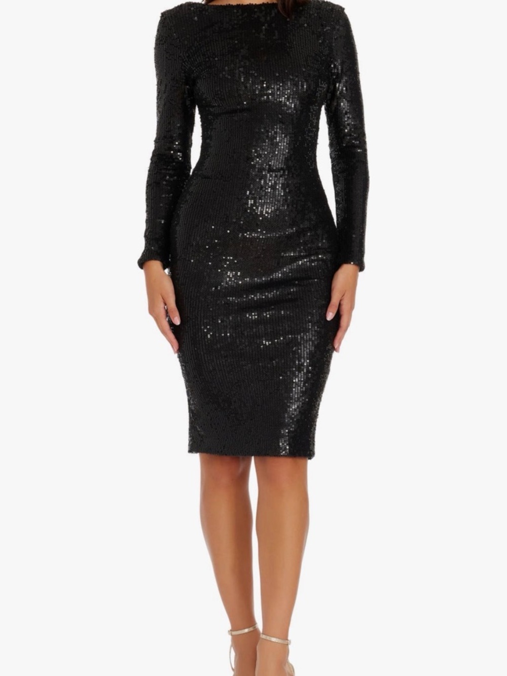 Emery Long Sleeve Sequin Cocktail Midi Dress